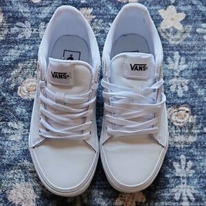 Vans Leather Classic White Lace-Up Sneakers